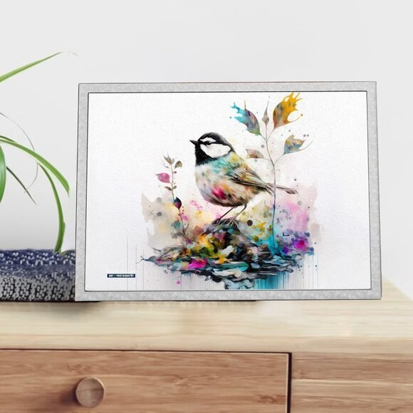 4x6 Chickadee Watercolor Illustration Art Oil Painting Print - Picture 5 of 9